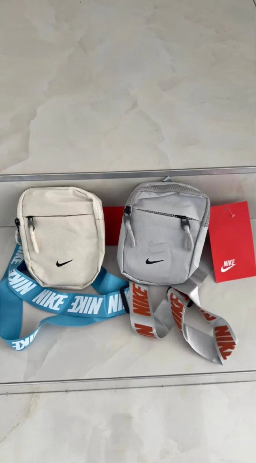Nike Crossbody Bag Off-White with Blue Strap