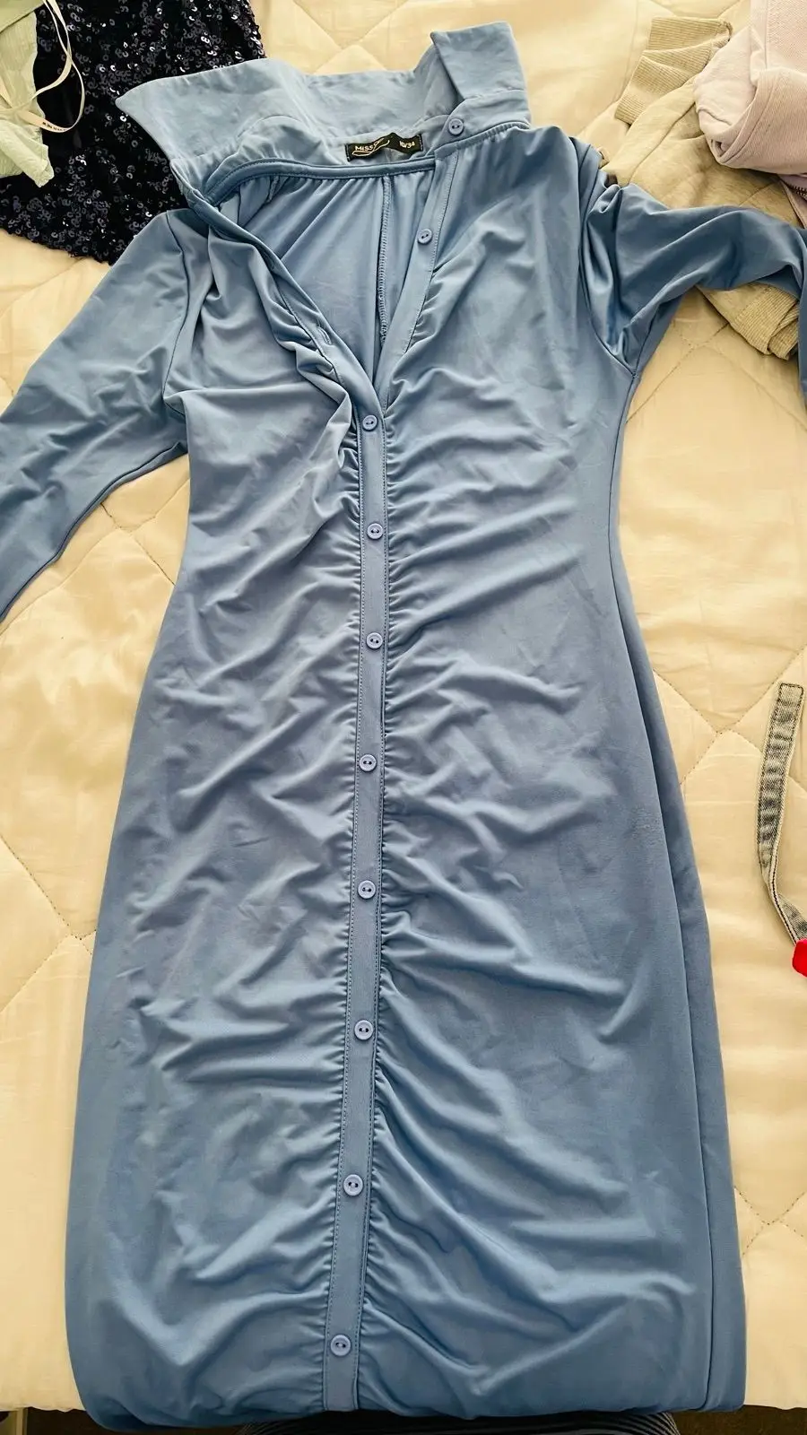 Legit Miss Gach Light Blue Button-Down Midi Dress Size M