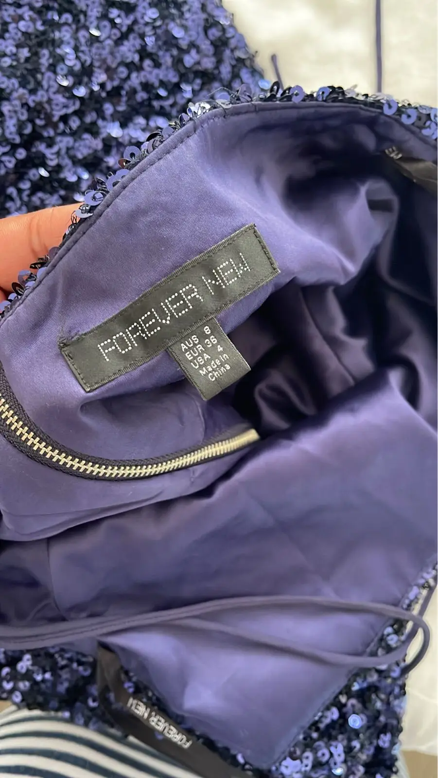 Forever New Navy Sequin Midi Dress