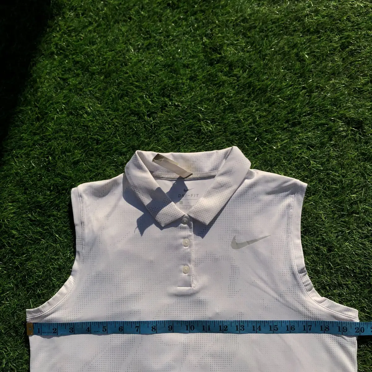 Nike Dri-Fit White Sleeveless Polo Top