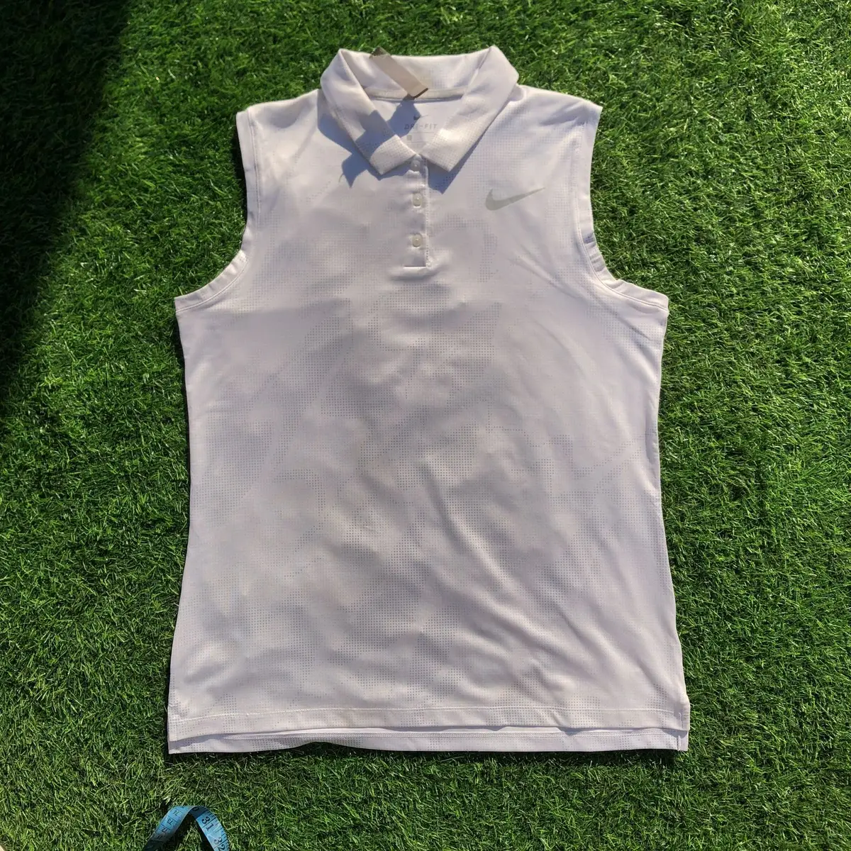 Nike Dri-Fit White Sleeveless Polo Top