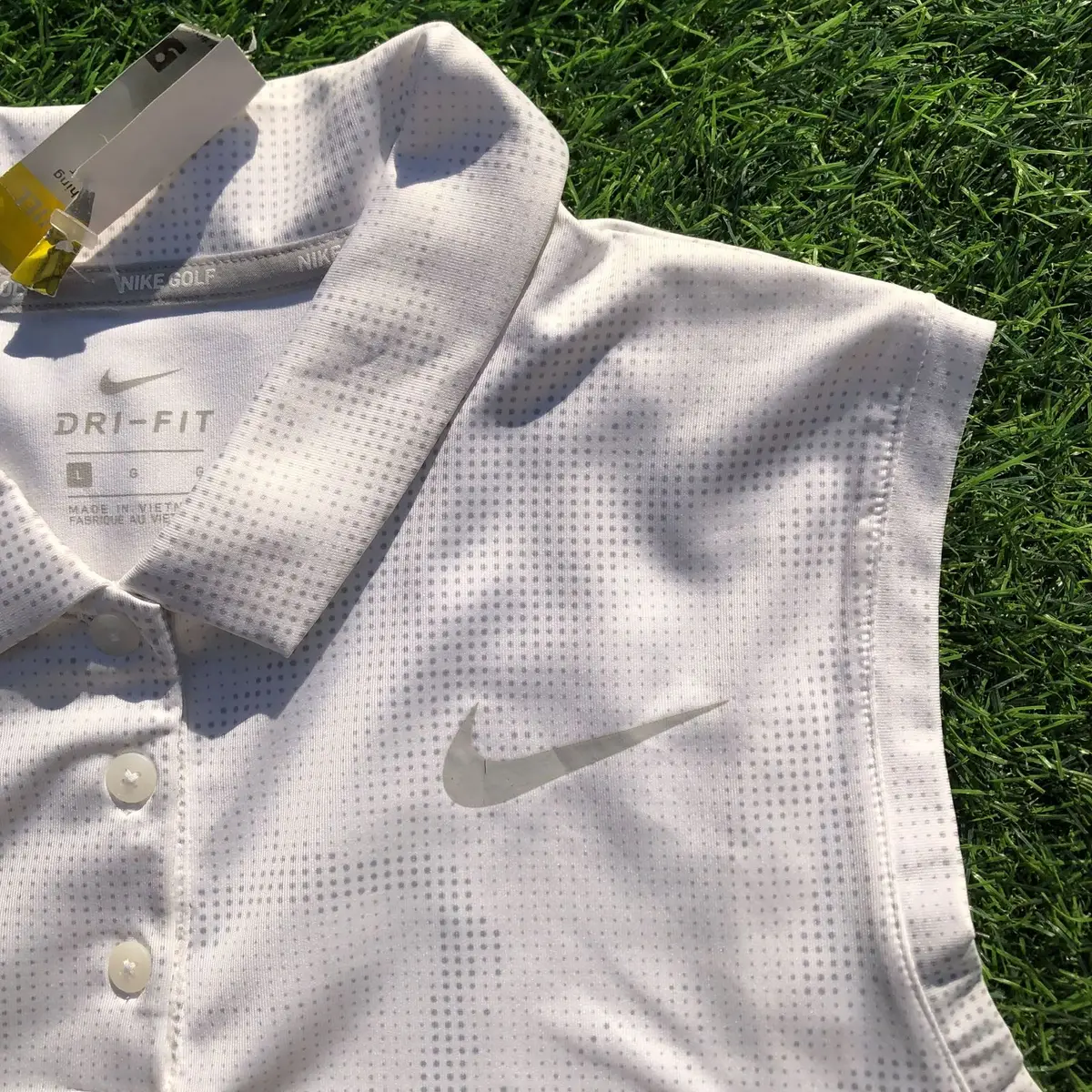Nike Dri-Fit White Sleeveless Polo Top