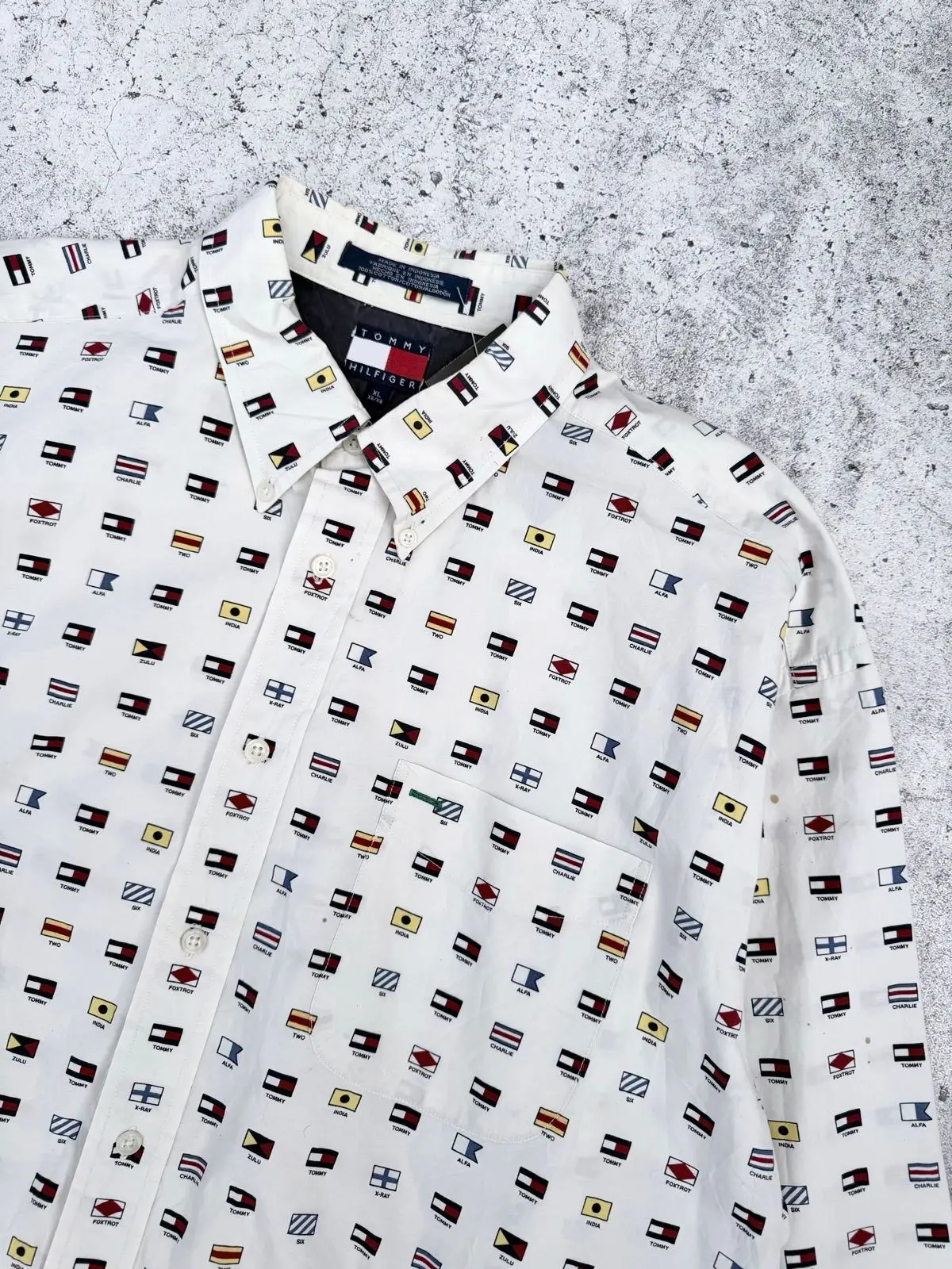 Tommy Hilfiger All-Over Nautical Flag Print Button-Down Shirt