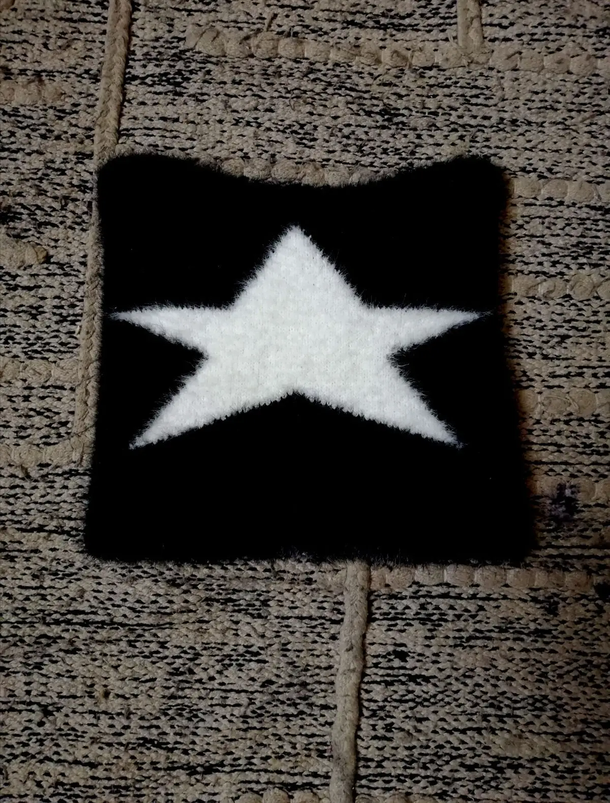 Black and White Star Knitted Panel