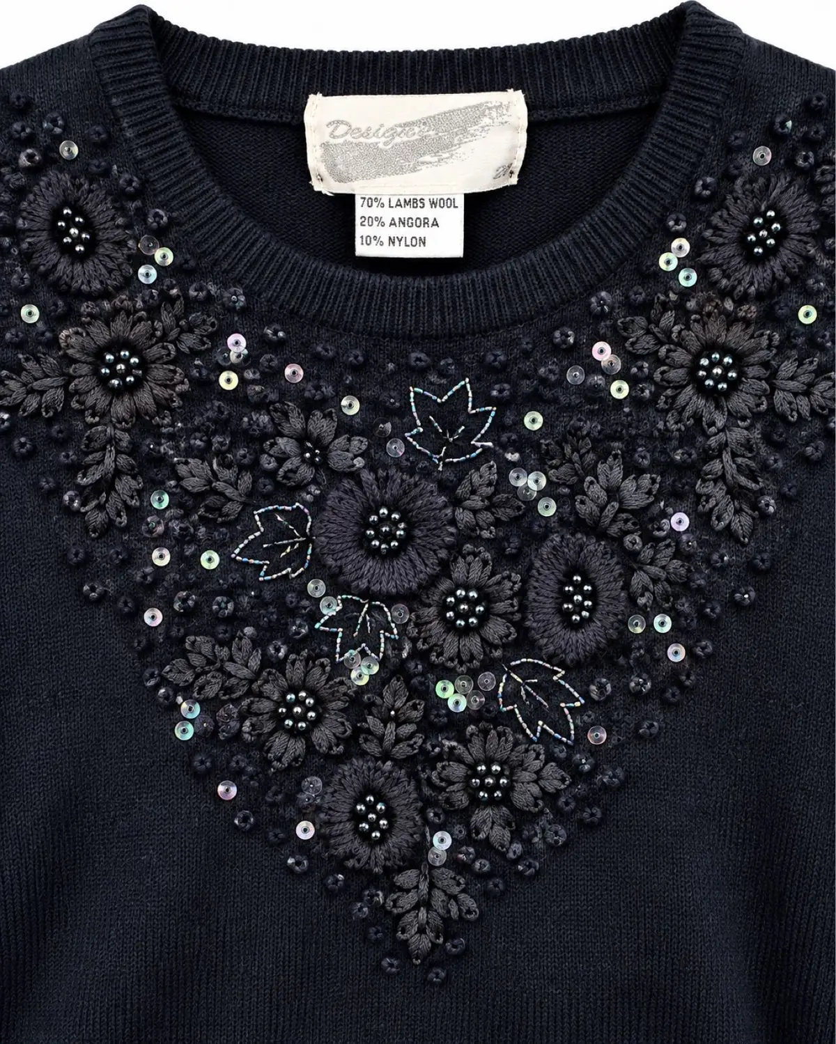 Dugas Embellished Floral Knit Sweater