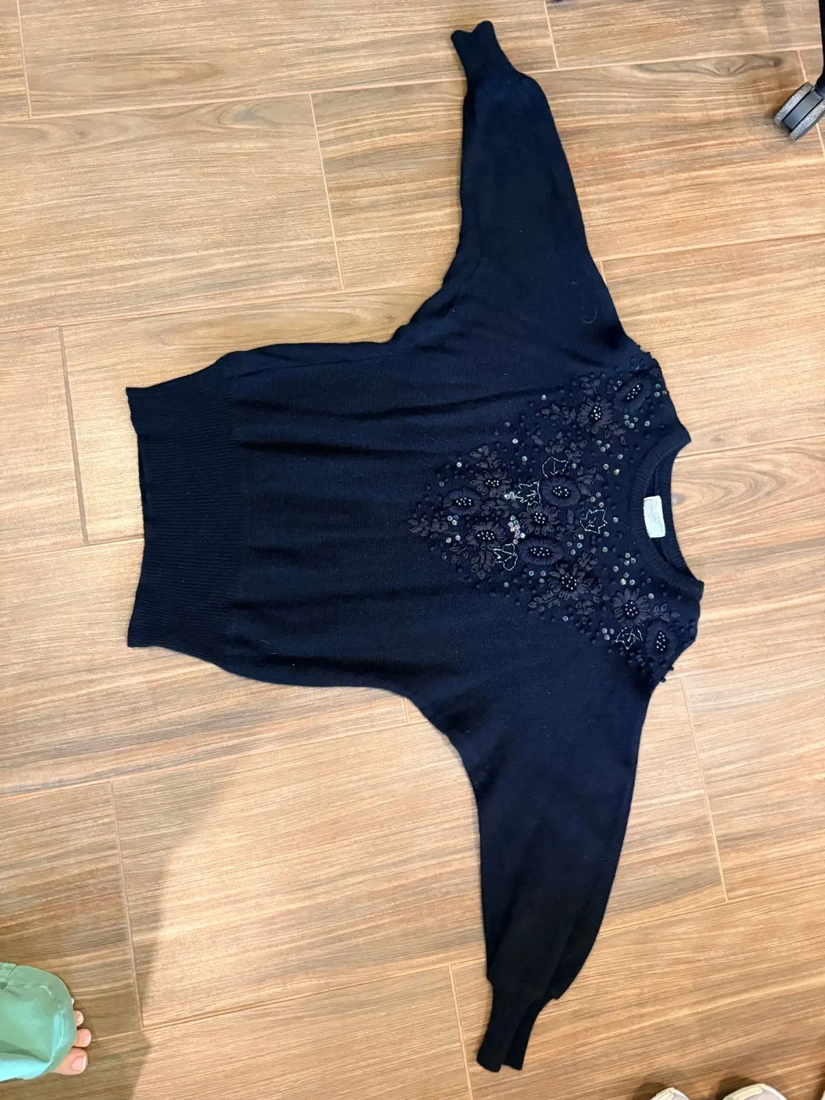 Dugas Embellished Floral Knit Sweater