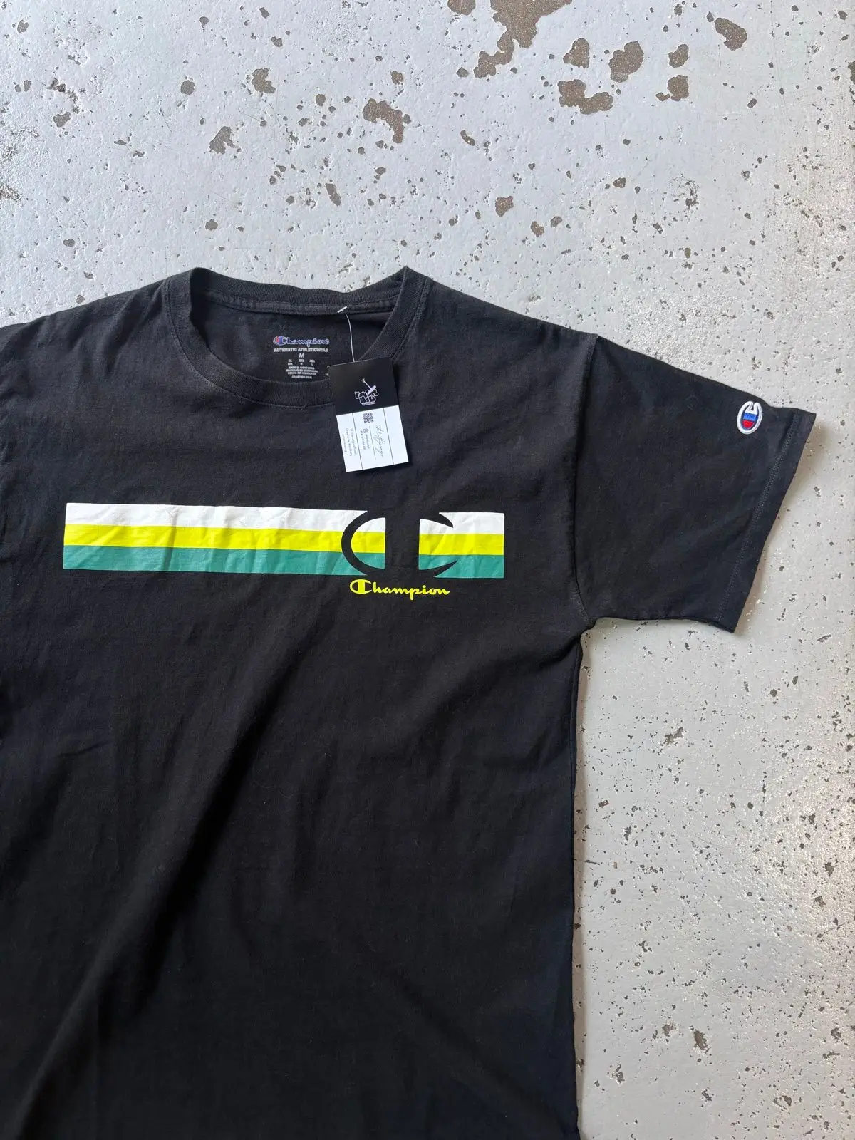 Champion Black T-Shirt with Stripe Graphic