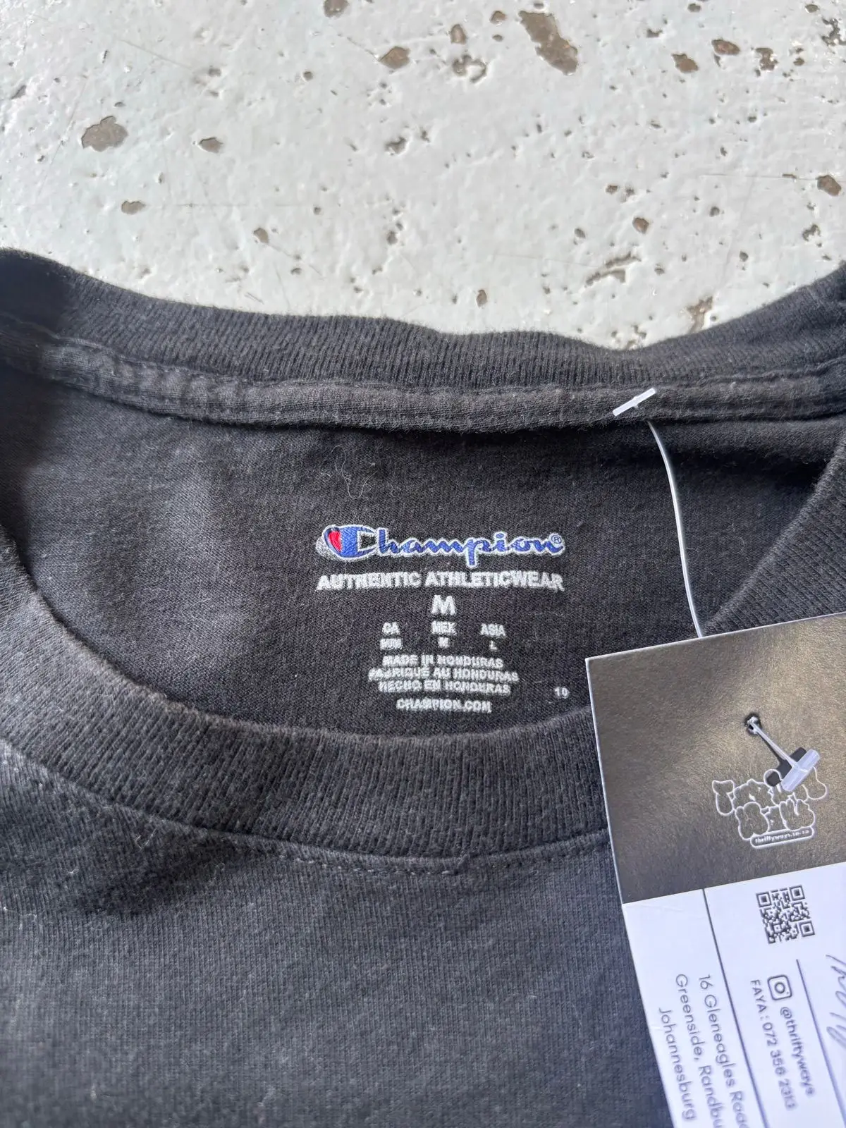 Champion Black T-Shirt with Stripe Graphic