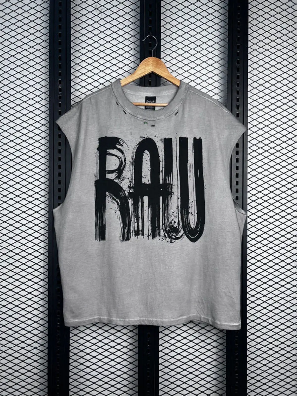 Grey Sleeveless Graphic T-Shirt RAU