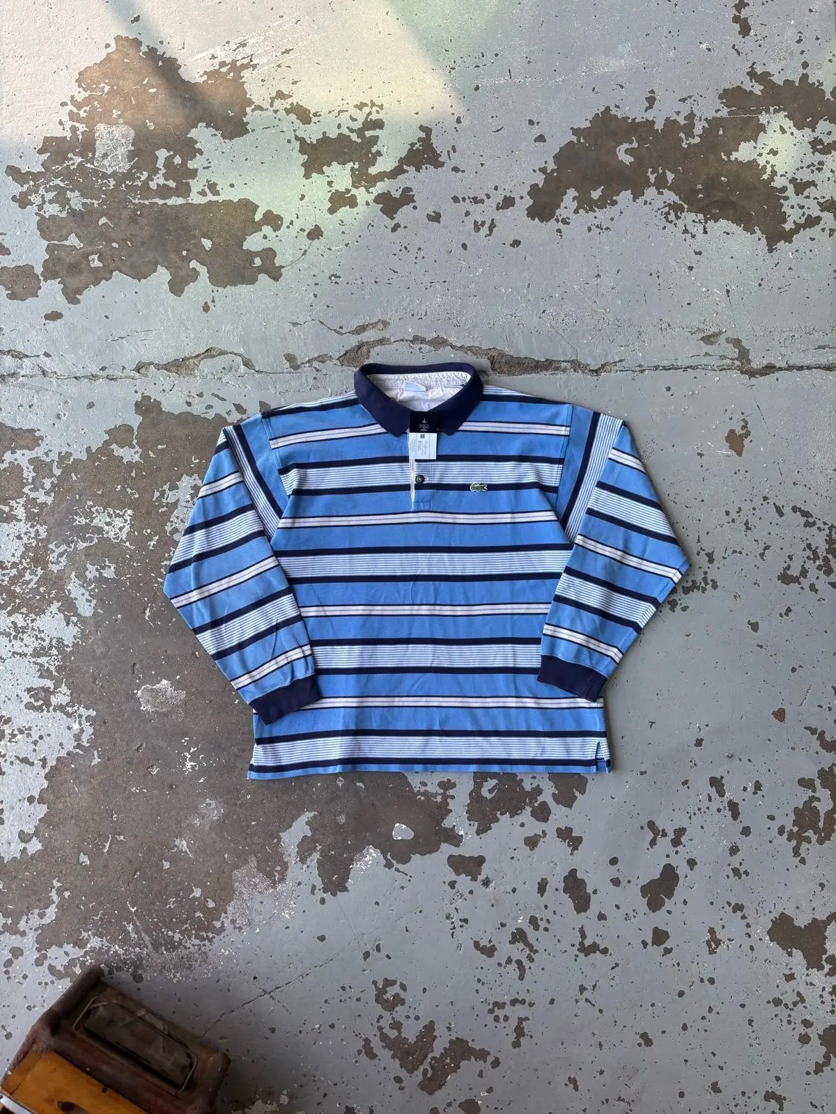 Lacoste Blue Striped Long Sleeve Polo