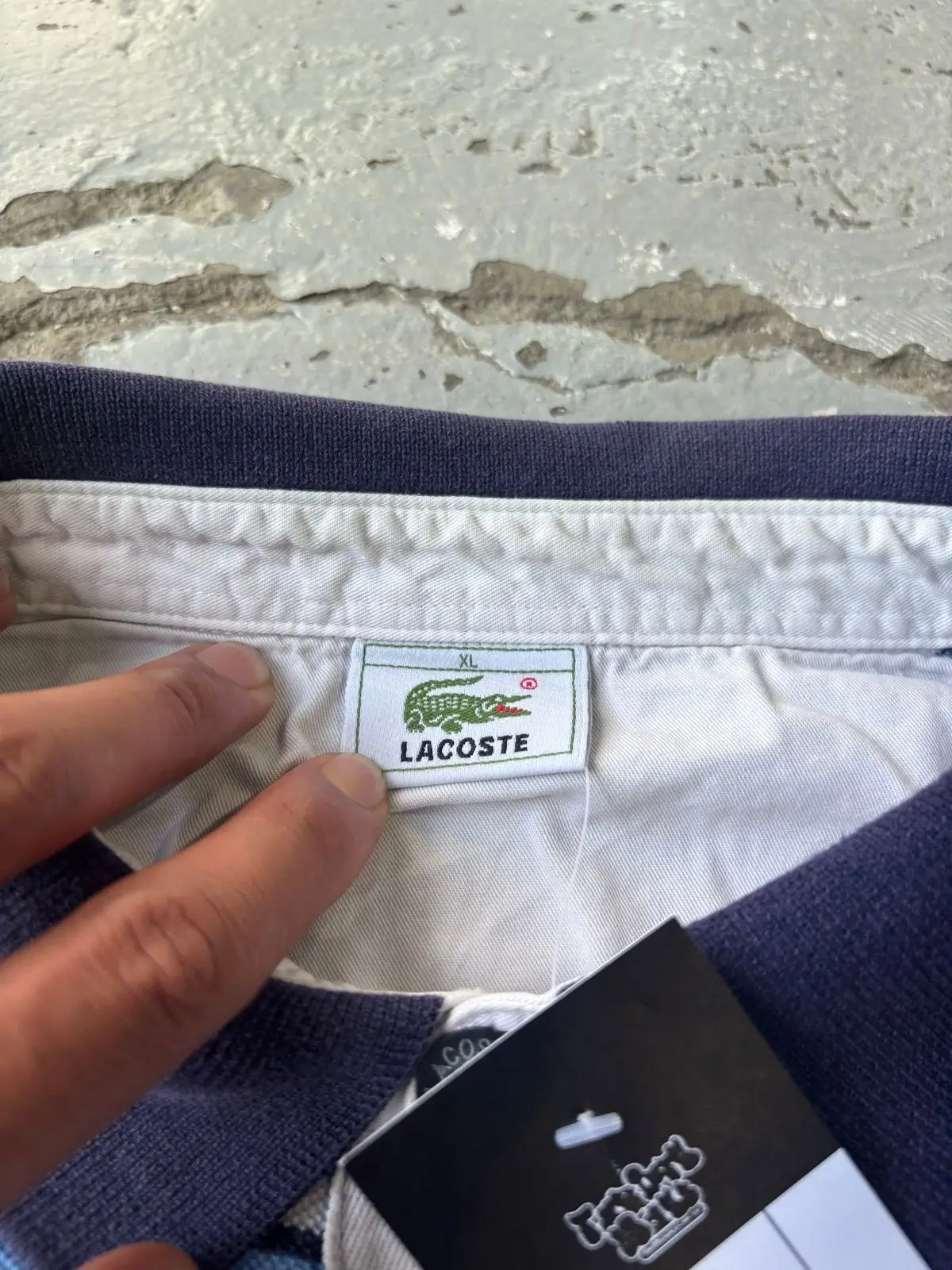 Lacoste Blue Striped Long Sleeve Polo