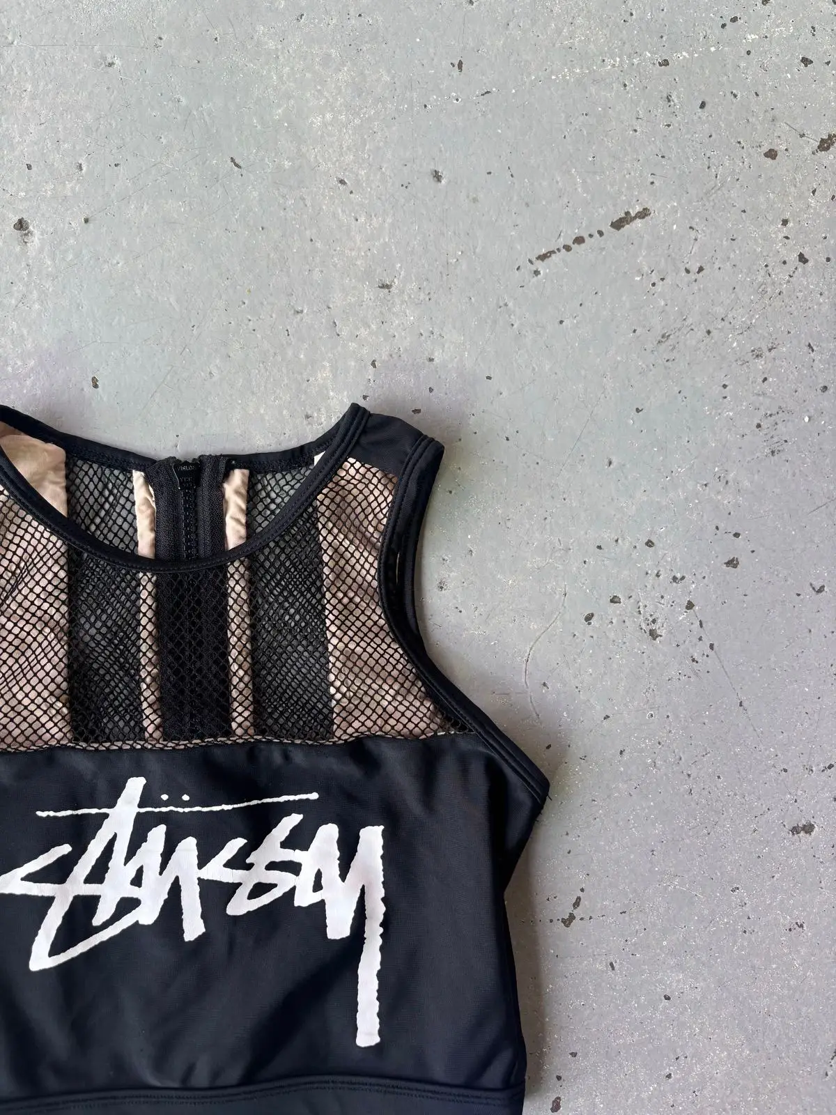 Stussy Black Mesh Crop Top