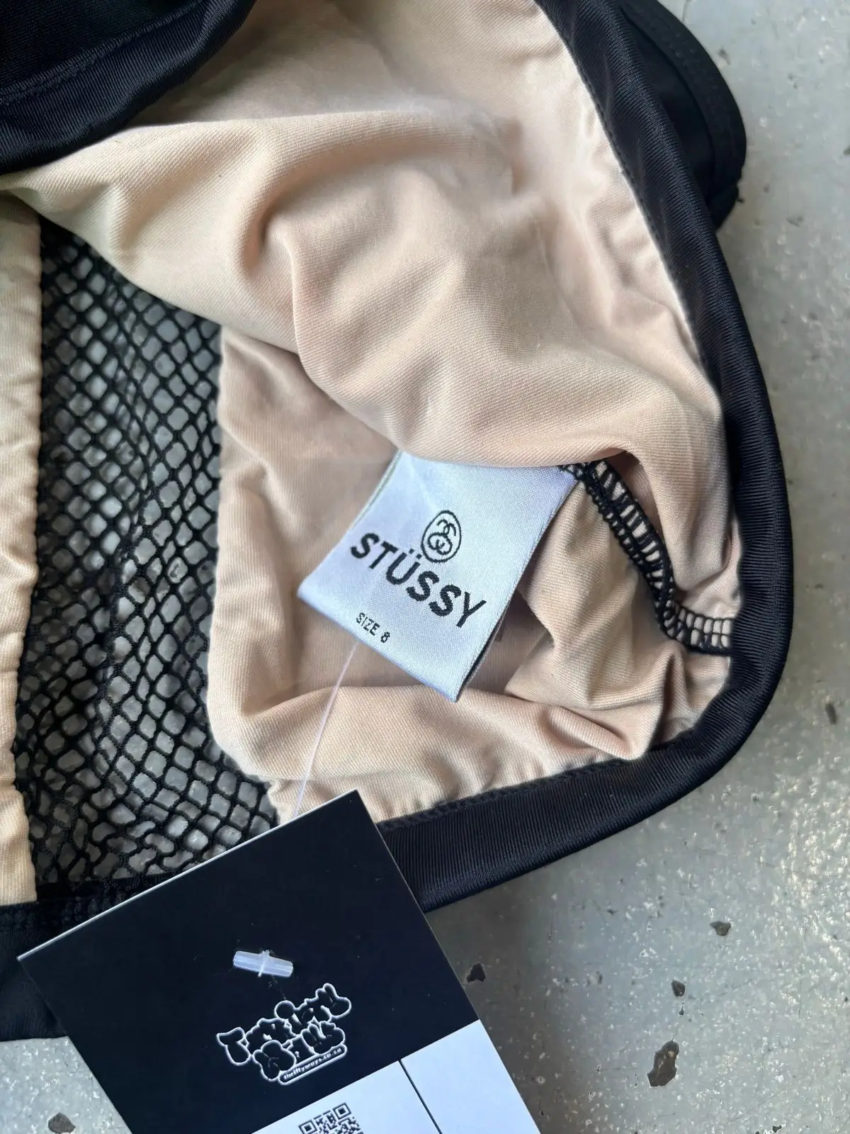 Stussy Black Mesh Crop Top