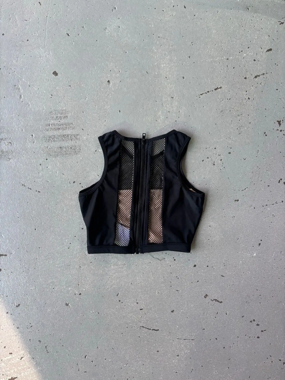 Stussy Black Mesh Crop Top