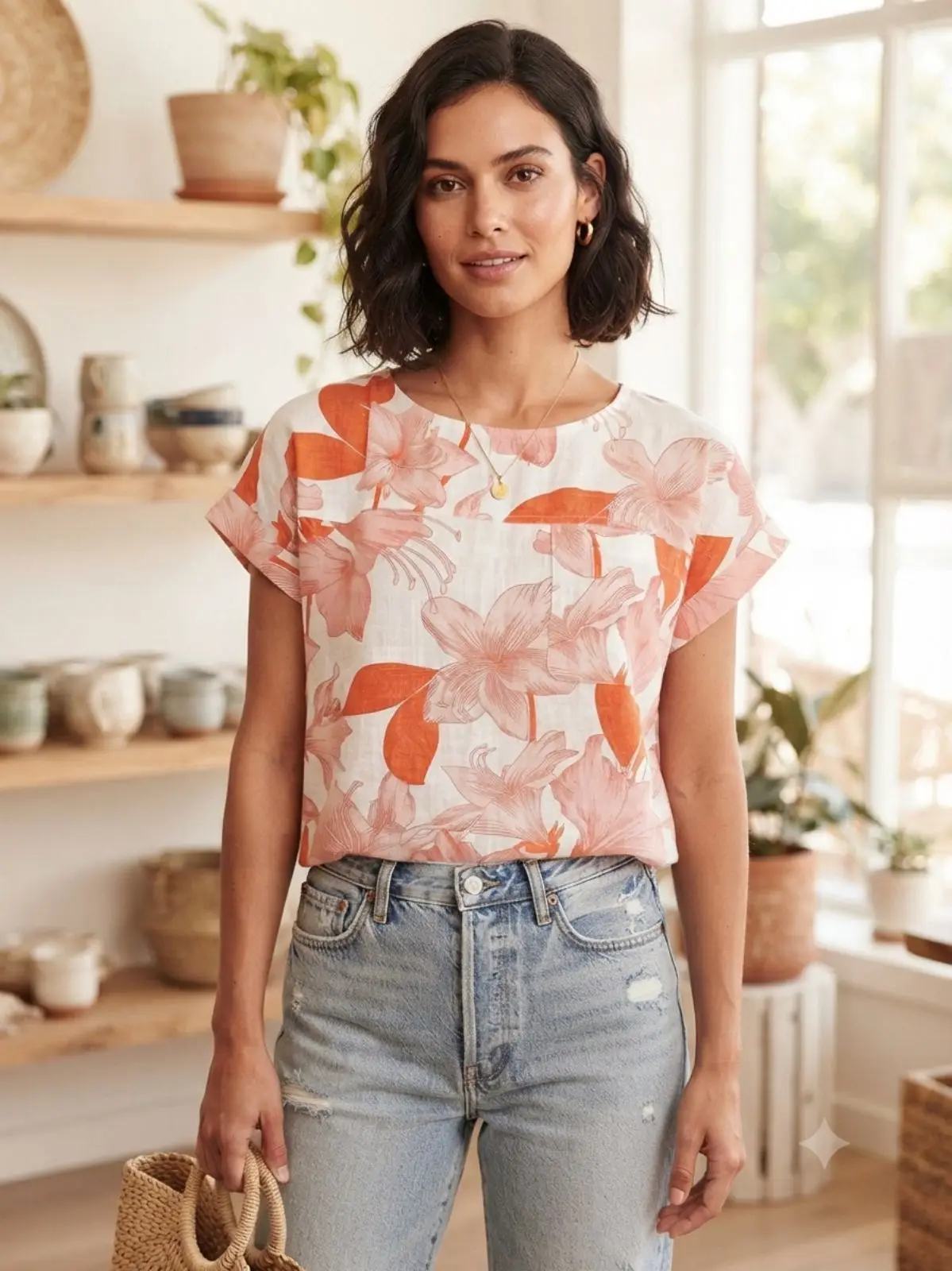 Woolworths Floral Short-Sleeve Top