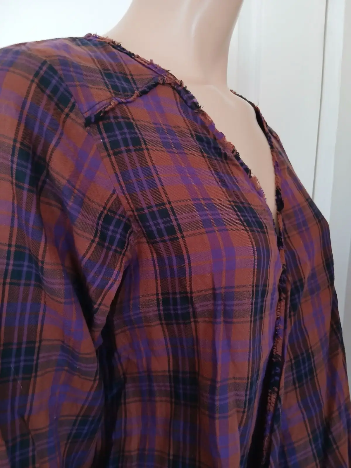 Woolworths Plaid Wrap Long-Sleeve Top