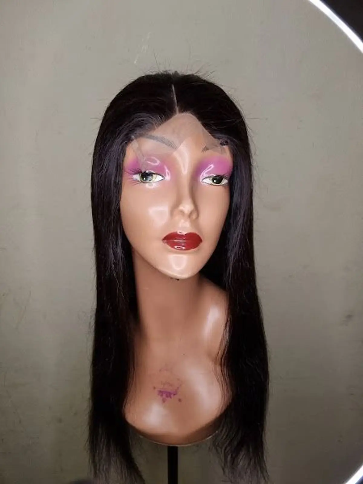Long Dark Human Hair Wig