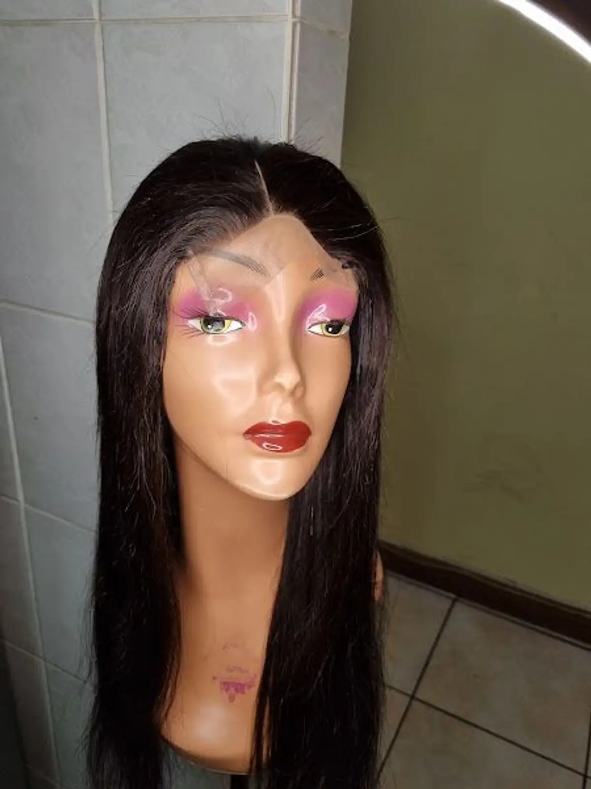 Long Dark Human Hair Wig