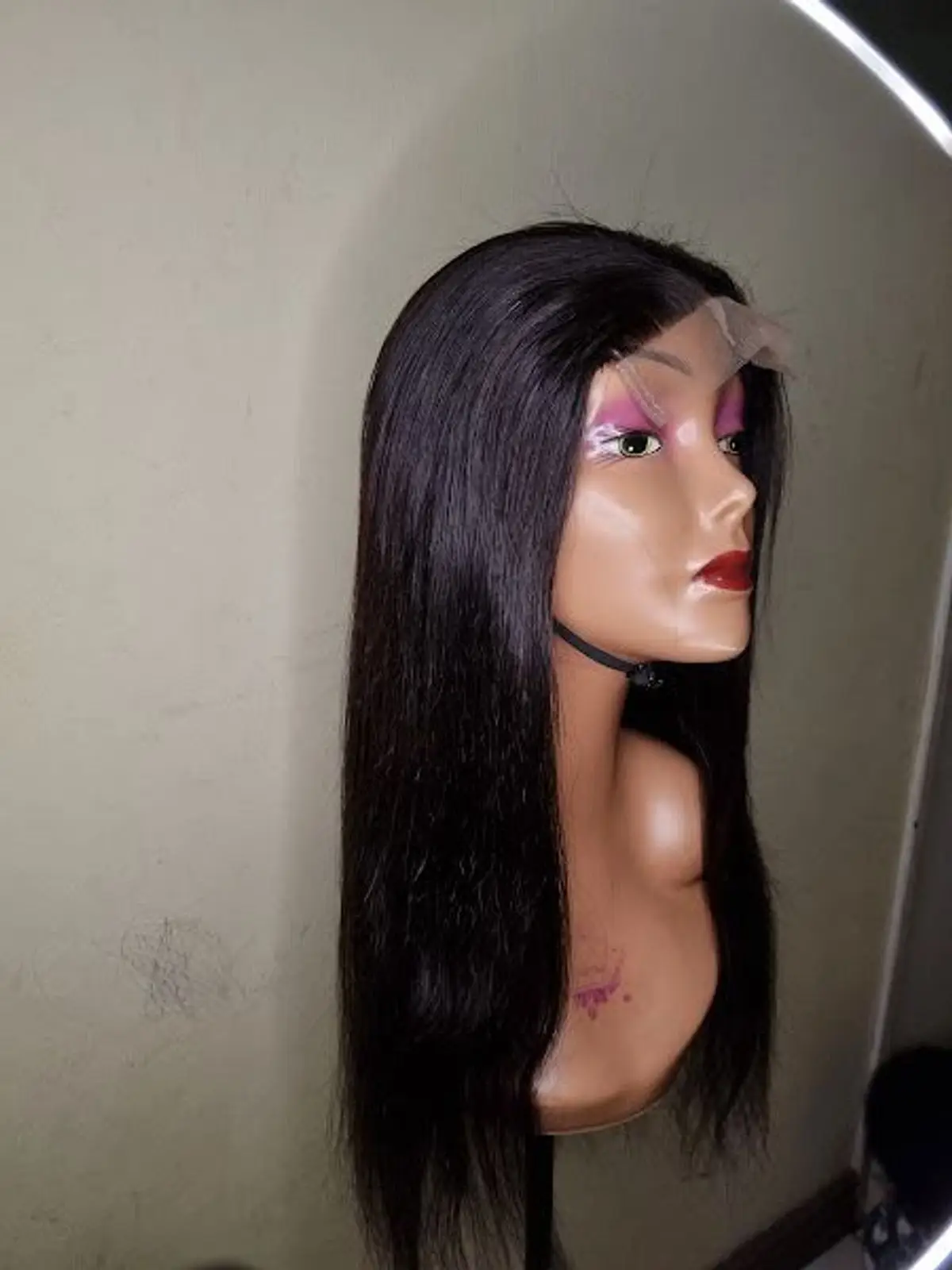 Long Dark Human Hair Wig