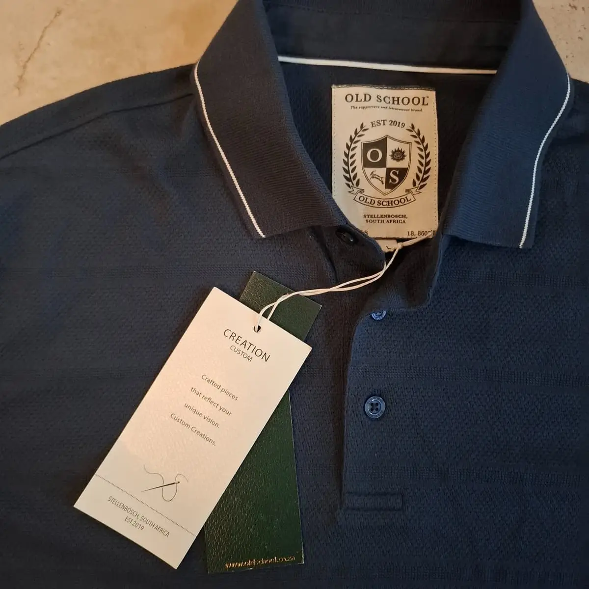 Old School "Creation Custom" Polo Shirt – Navy Blue (Size L)