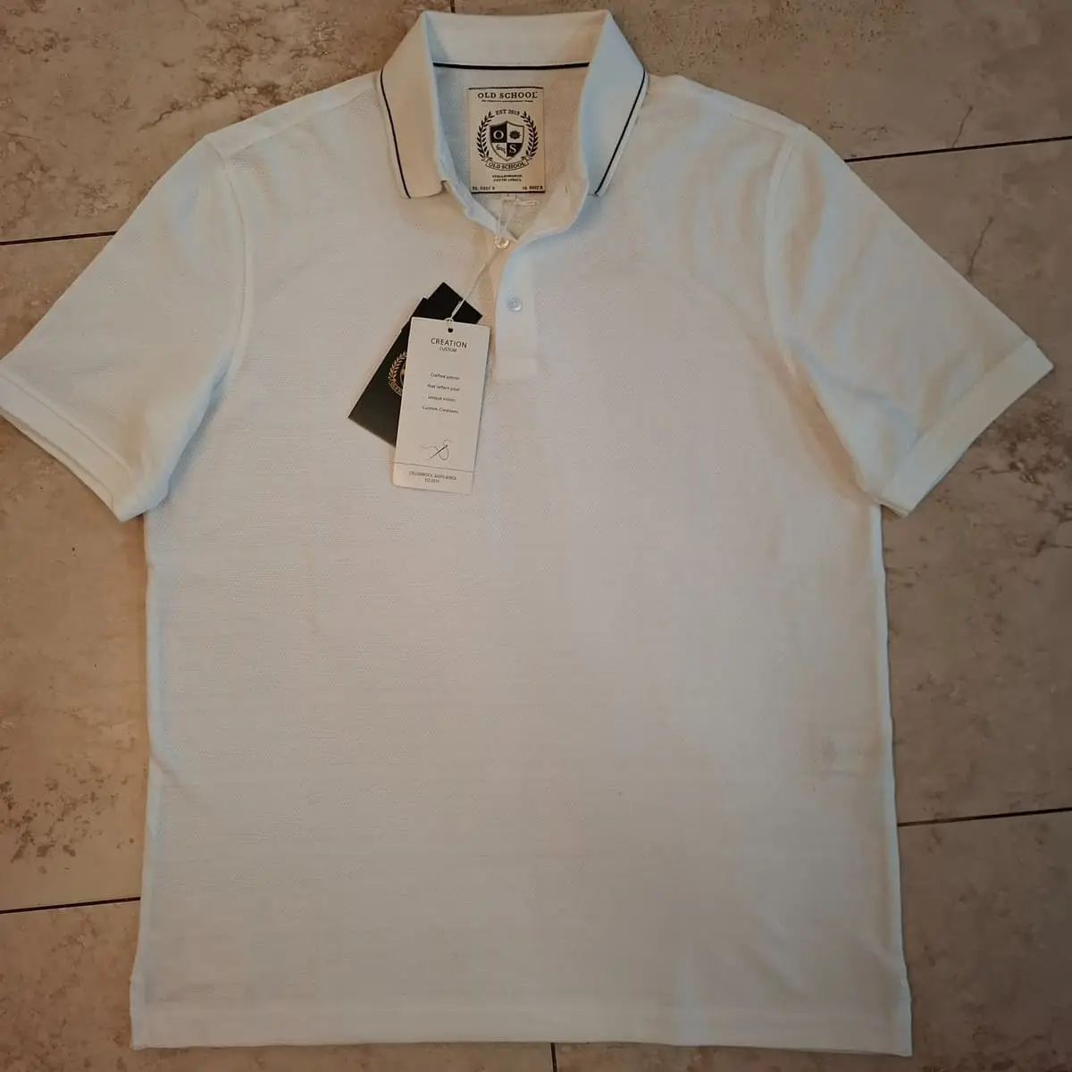 Old School Stellenbosch Polo Shirt (White) - Size L - Brand New