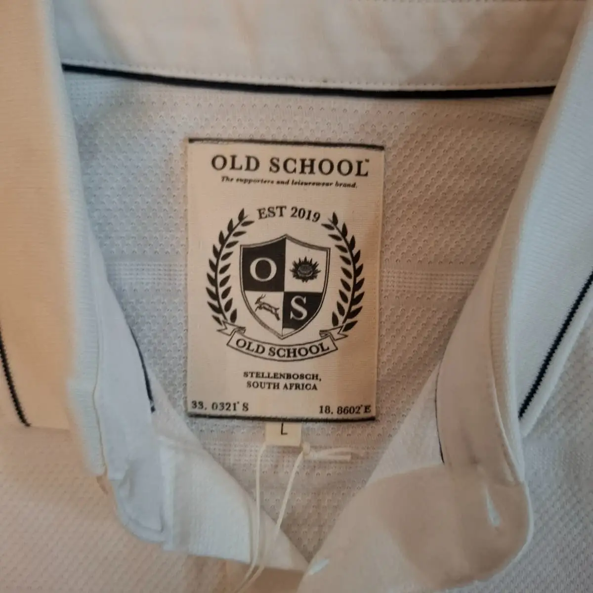 Old School Stellenbosch Polo Shirt (White) - Size L - Brand New
