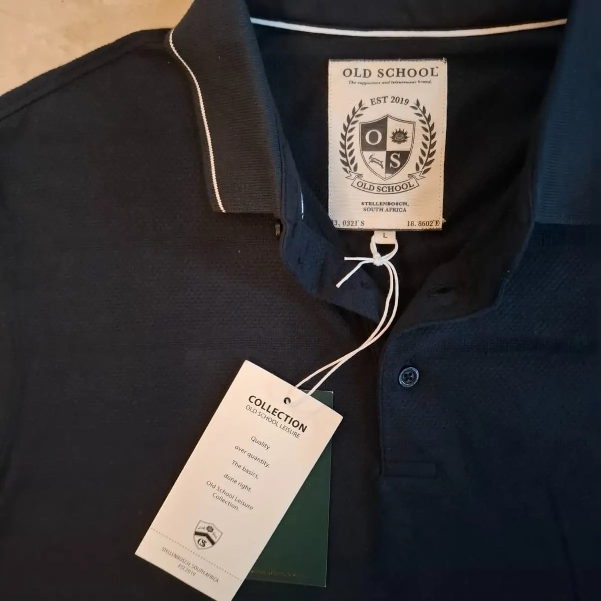 Old School Leisure Polo - Black - Size L - Brand New