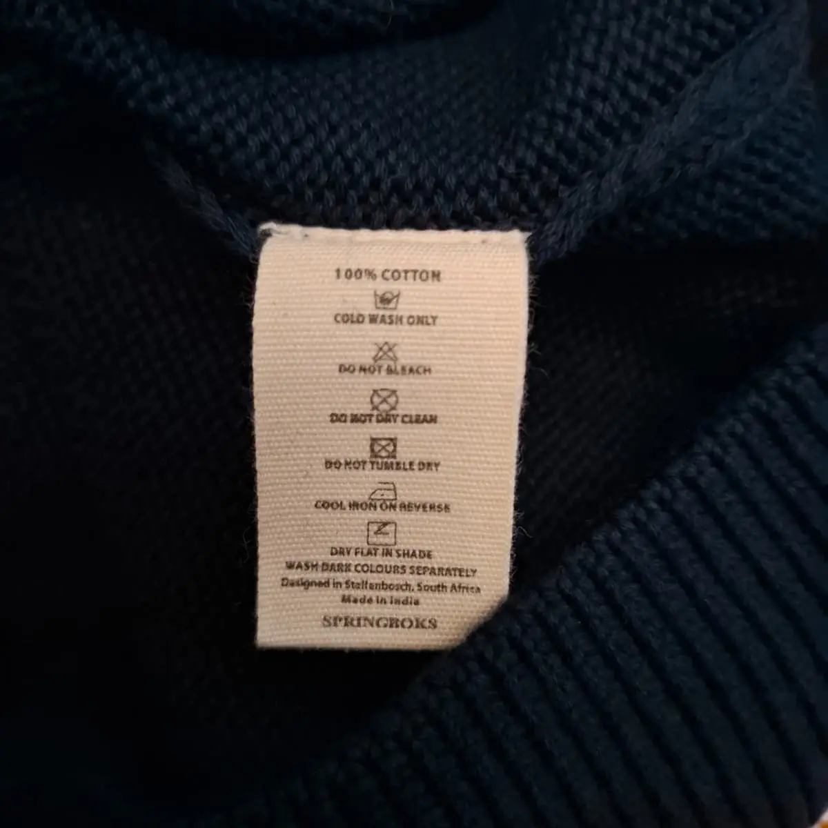 Old School -  Springboks Premium Quarter Zip Knit (Navy) - Size S - Brand New
