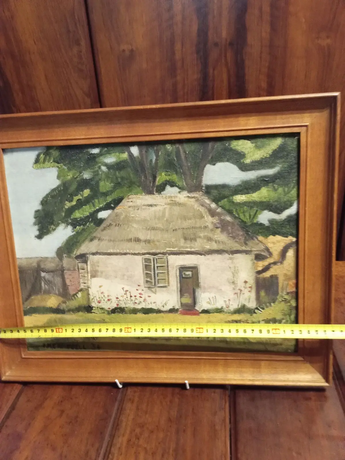 Vintage Framed Cottage Oil Painting Signed I.M. Campbell 1954