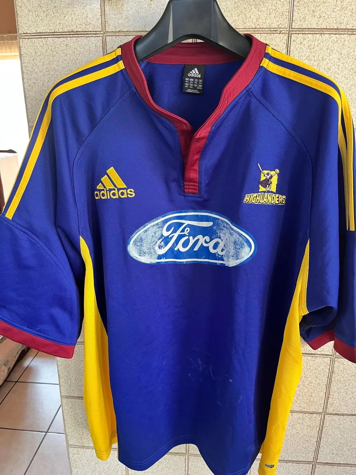 Adidas Highlanders Rugby Jersey Blue Yellow