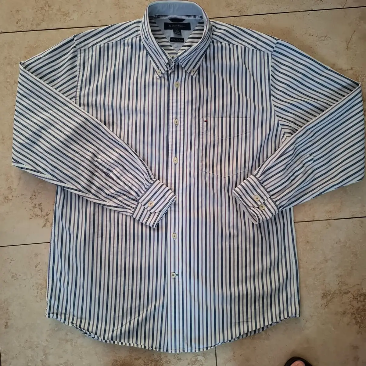 Tommy Hilfiger Striped Cotton Button-Down Shirt (Size L) - Like New