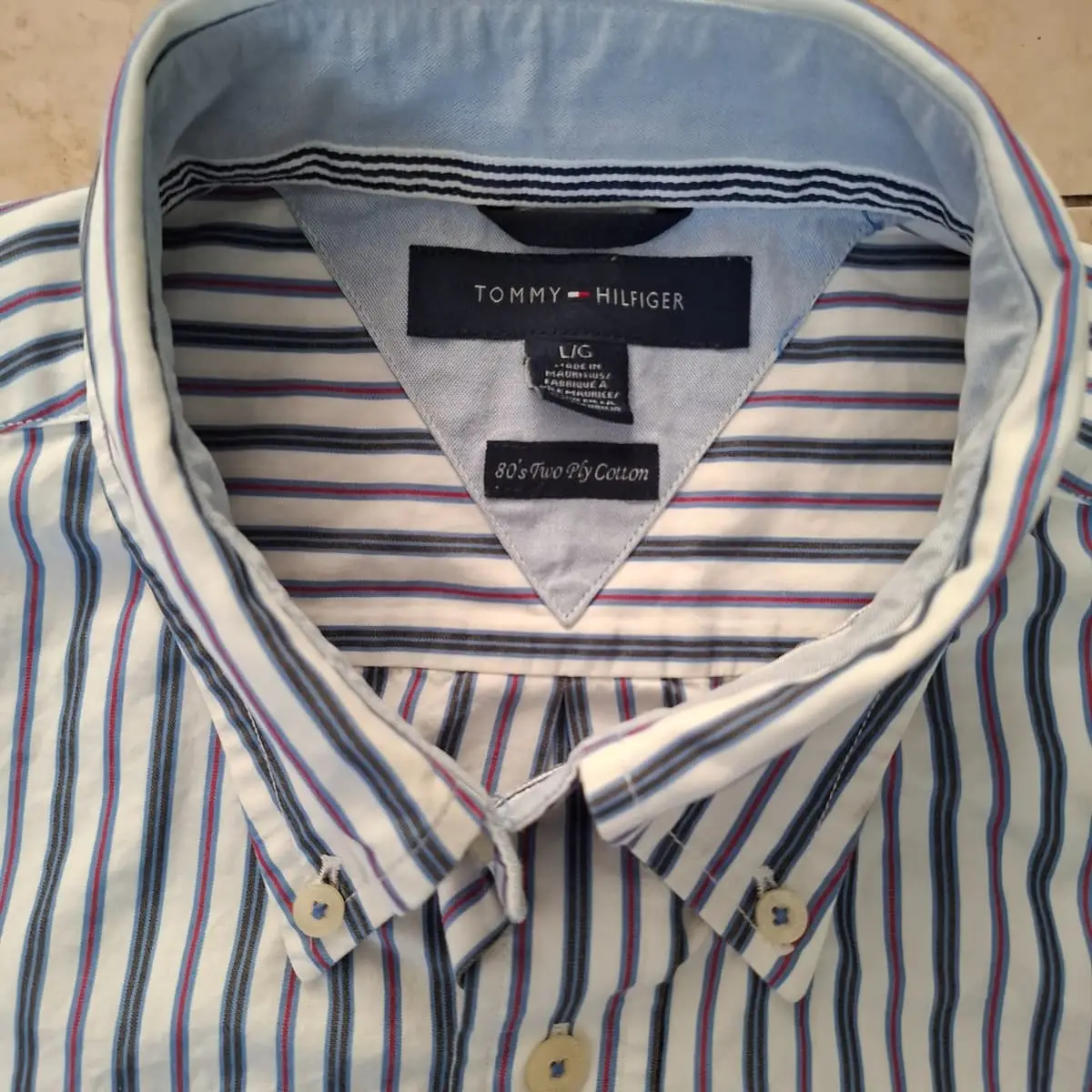 Tommy Hilfiger Striped Cotton Button-Down Shirt (Size L) - Like New