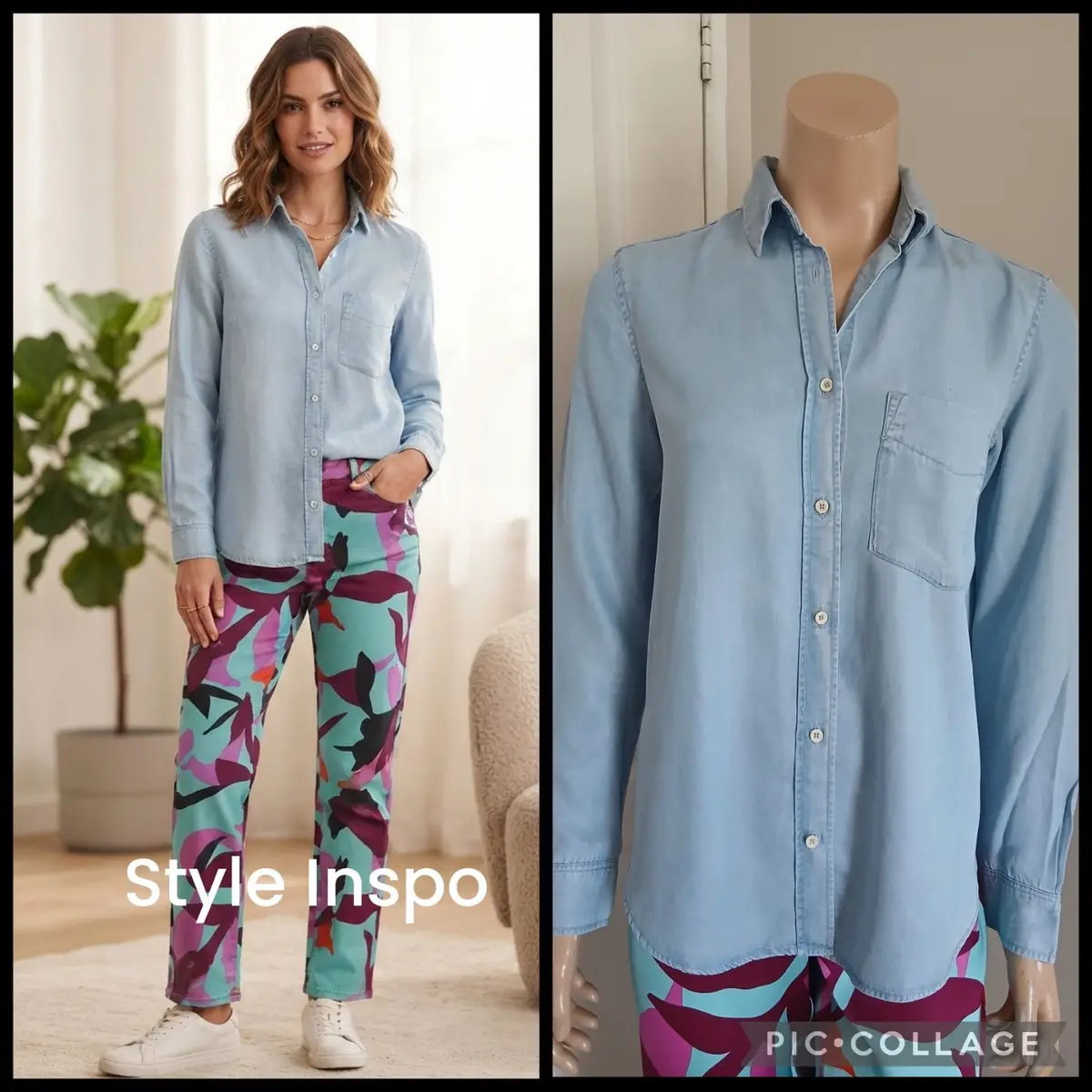 Mango Light Blue Denim Shirt