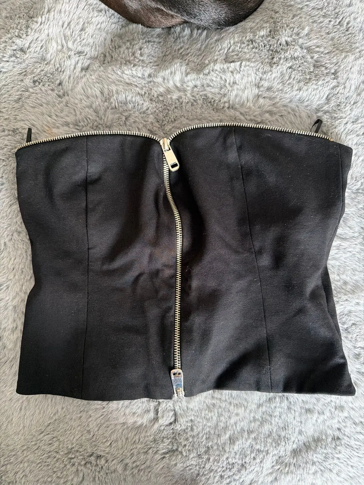 Zara Black Strapless Zip Front Top