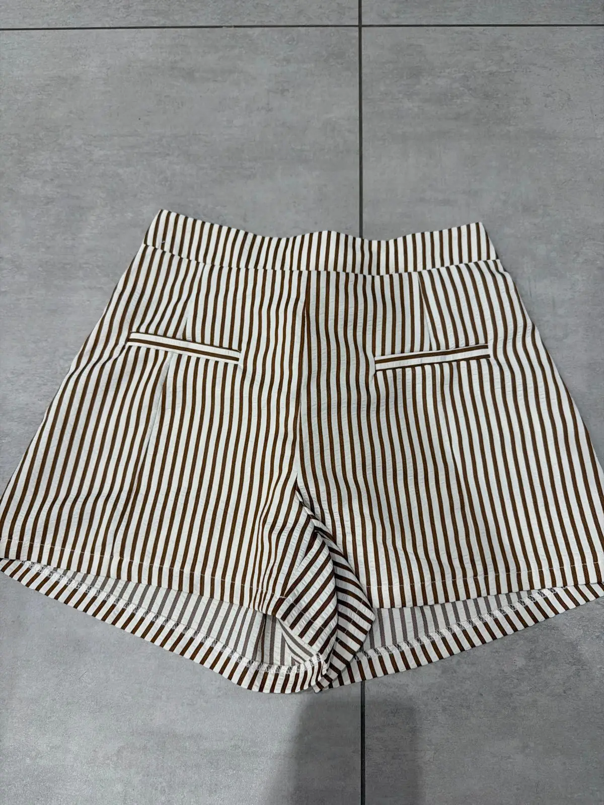 Shein Brown and White Striped Shorts