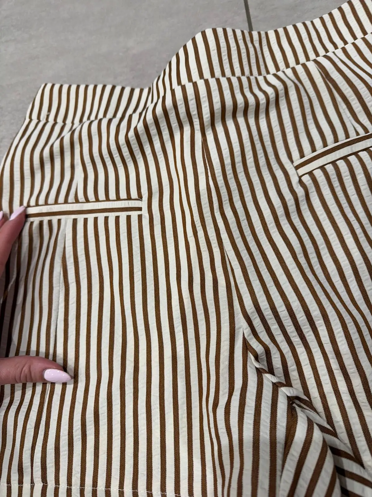 Shein Brown and White Striped Shorts
