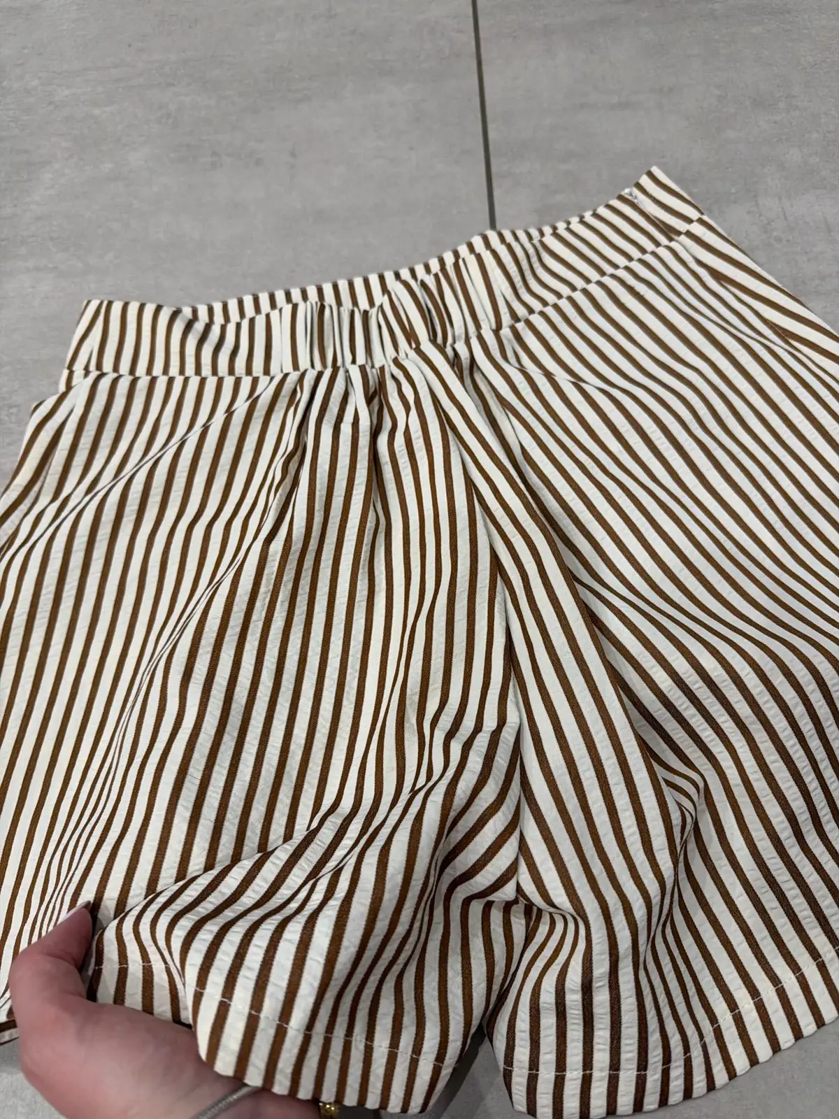 Shein Brown and White Striped Shorts