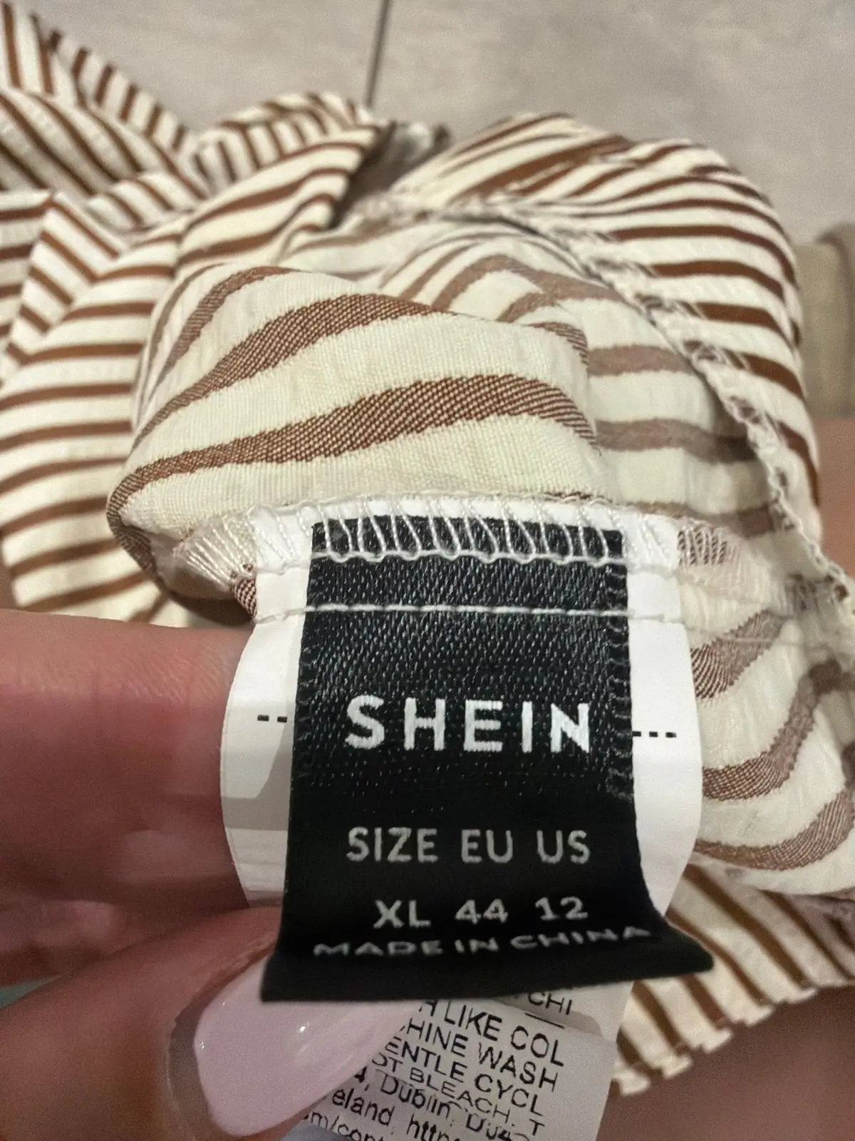 Shein Brown and White Striped Shorts