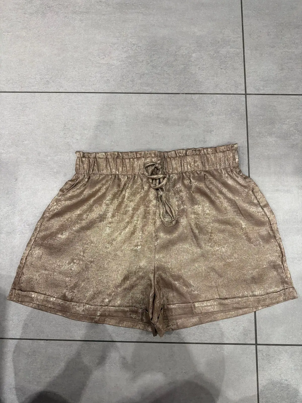 SHEIN Metallic Gold Drawstring Shorts