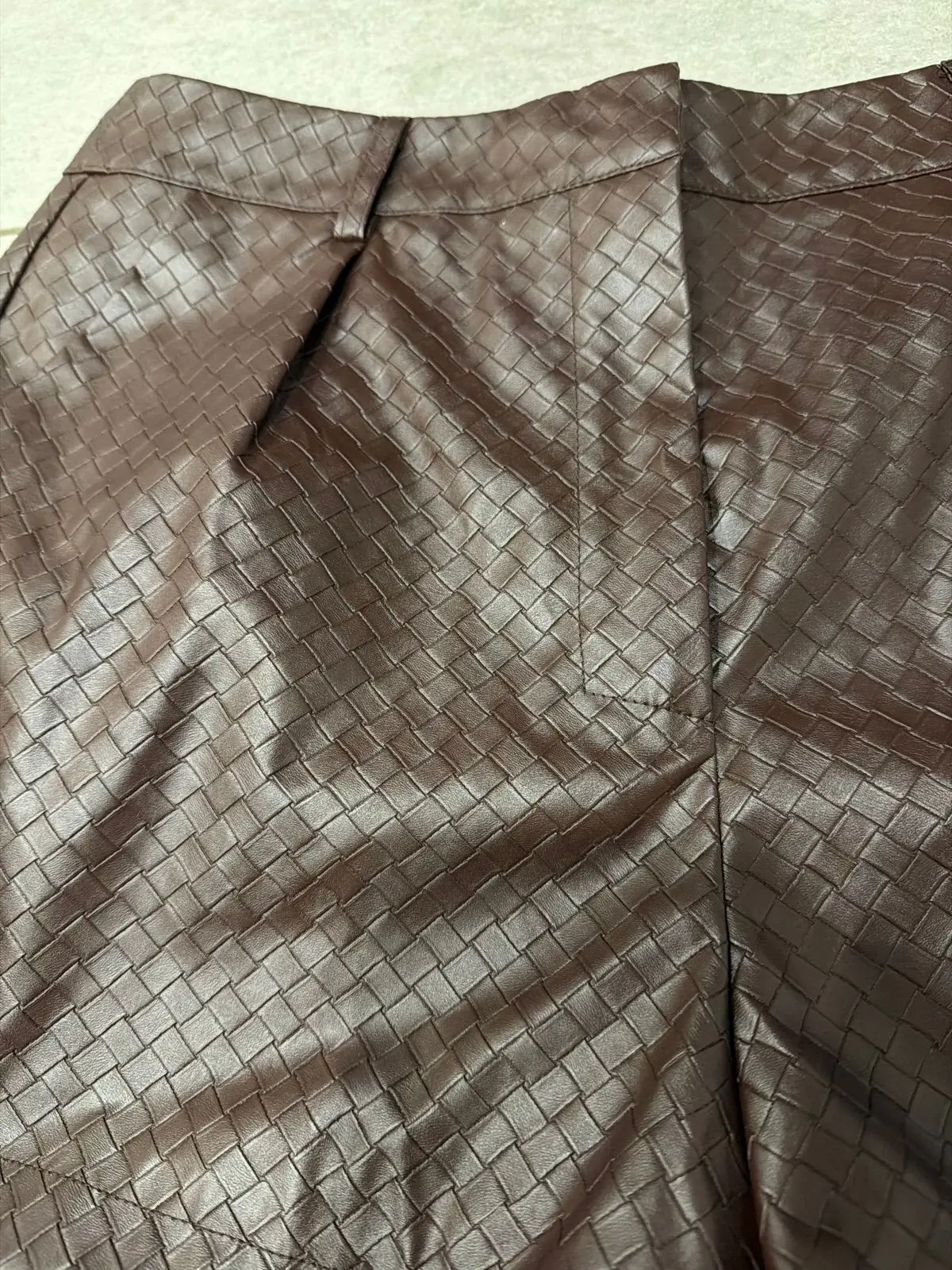 Shein Brown Woven Faux-Leather Shorts