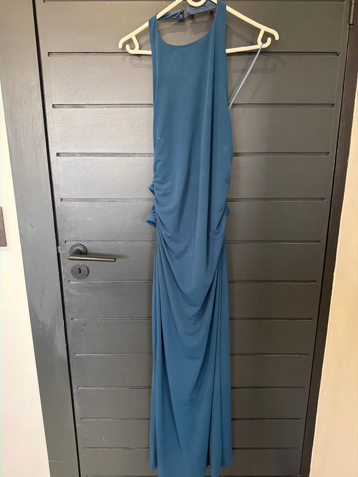 Zara Teal Halter-Neck Maxi Dress
