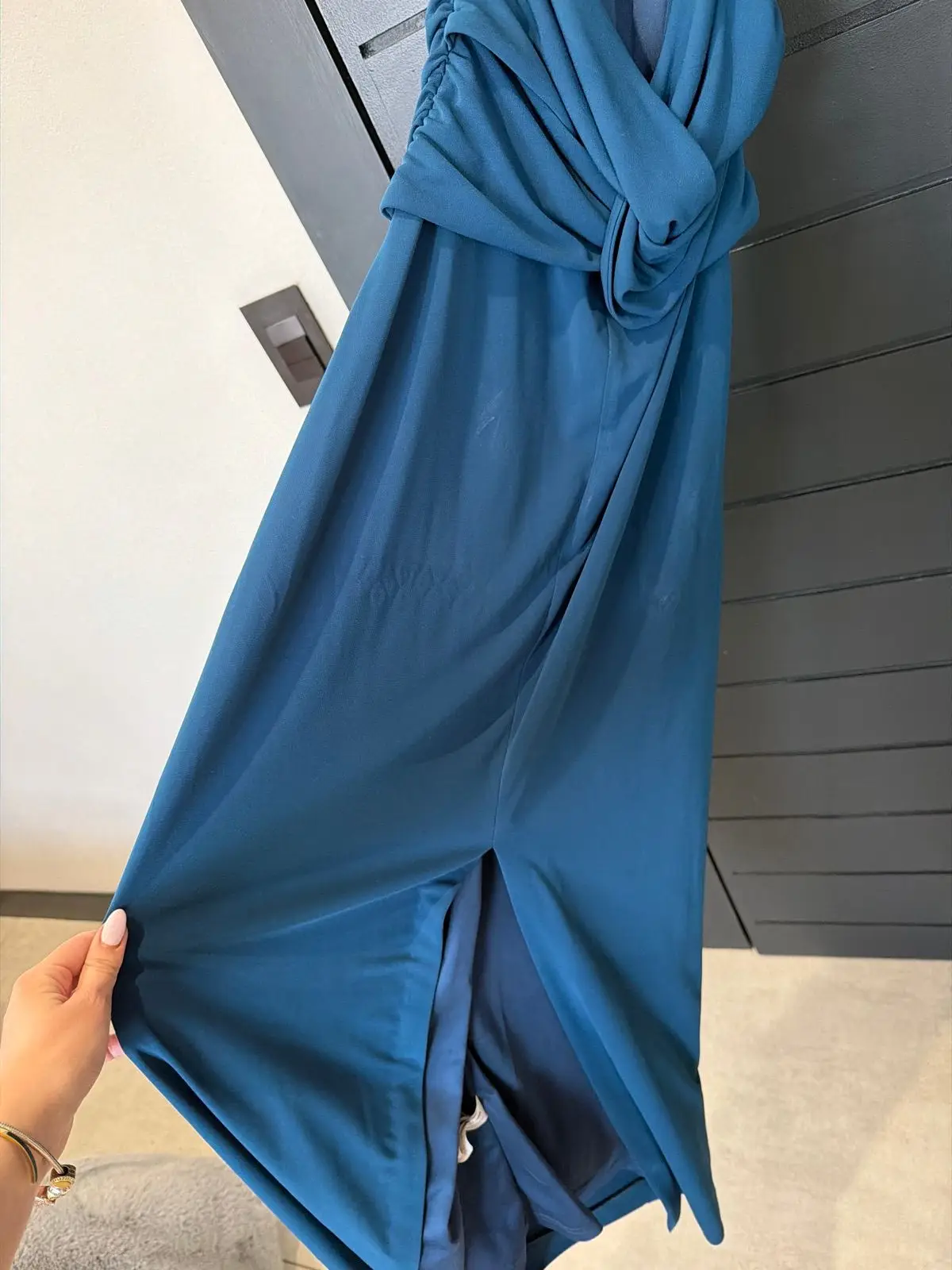 Zara Teal Halter-Neck Maxi Dress