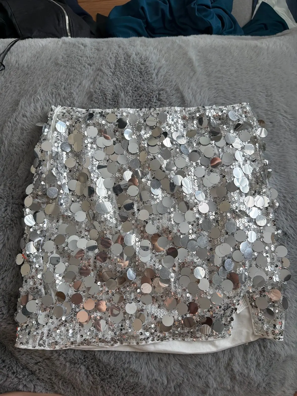 Shein Silver Sequin Mini Skirt