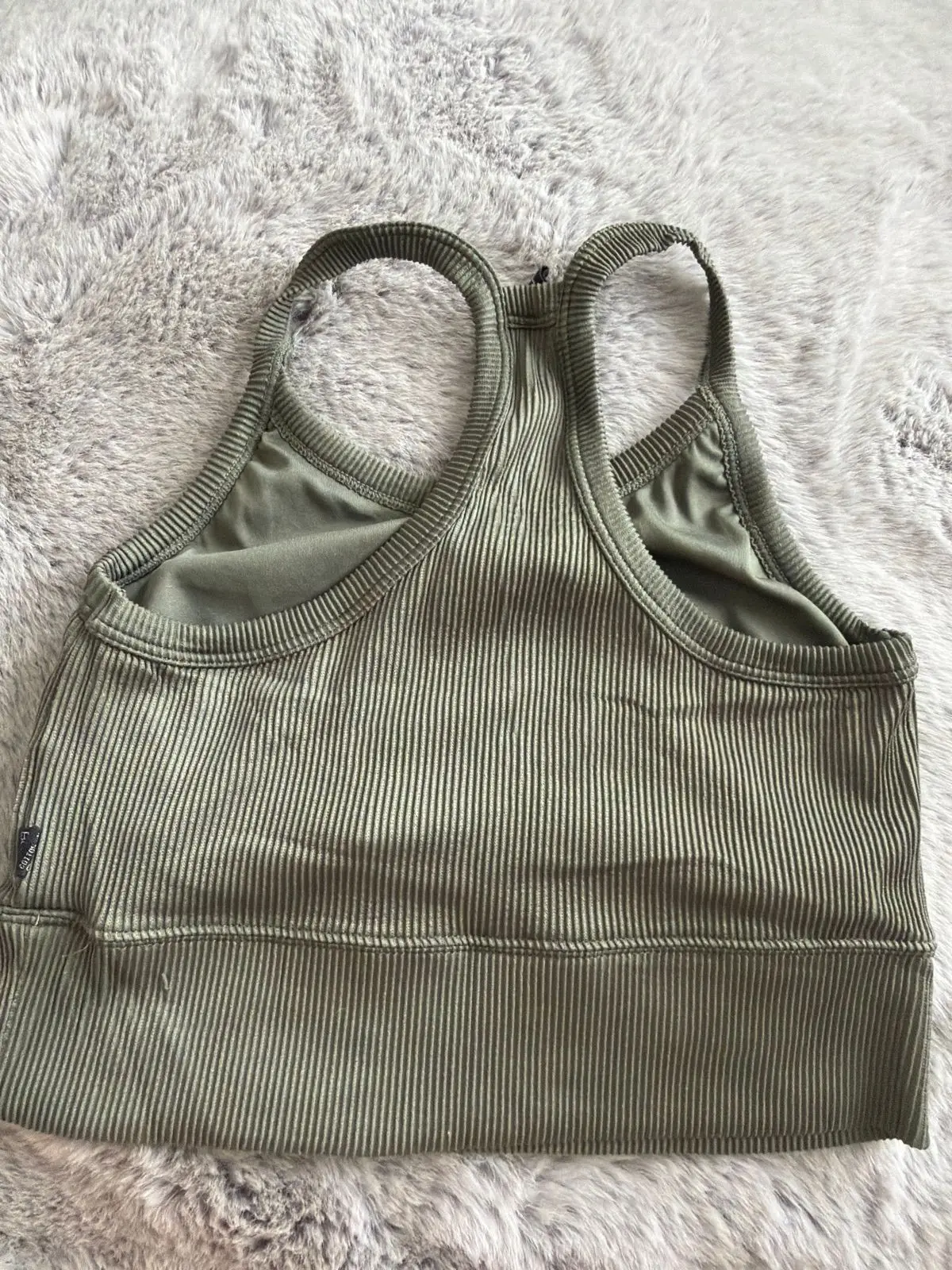 Cotton On Olive Green Ribbed Sports Bra