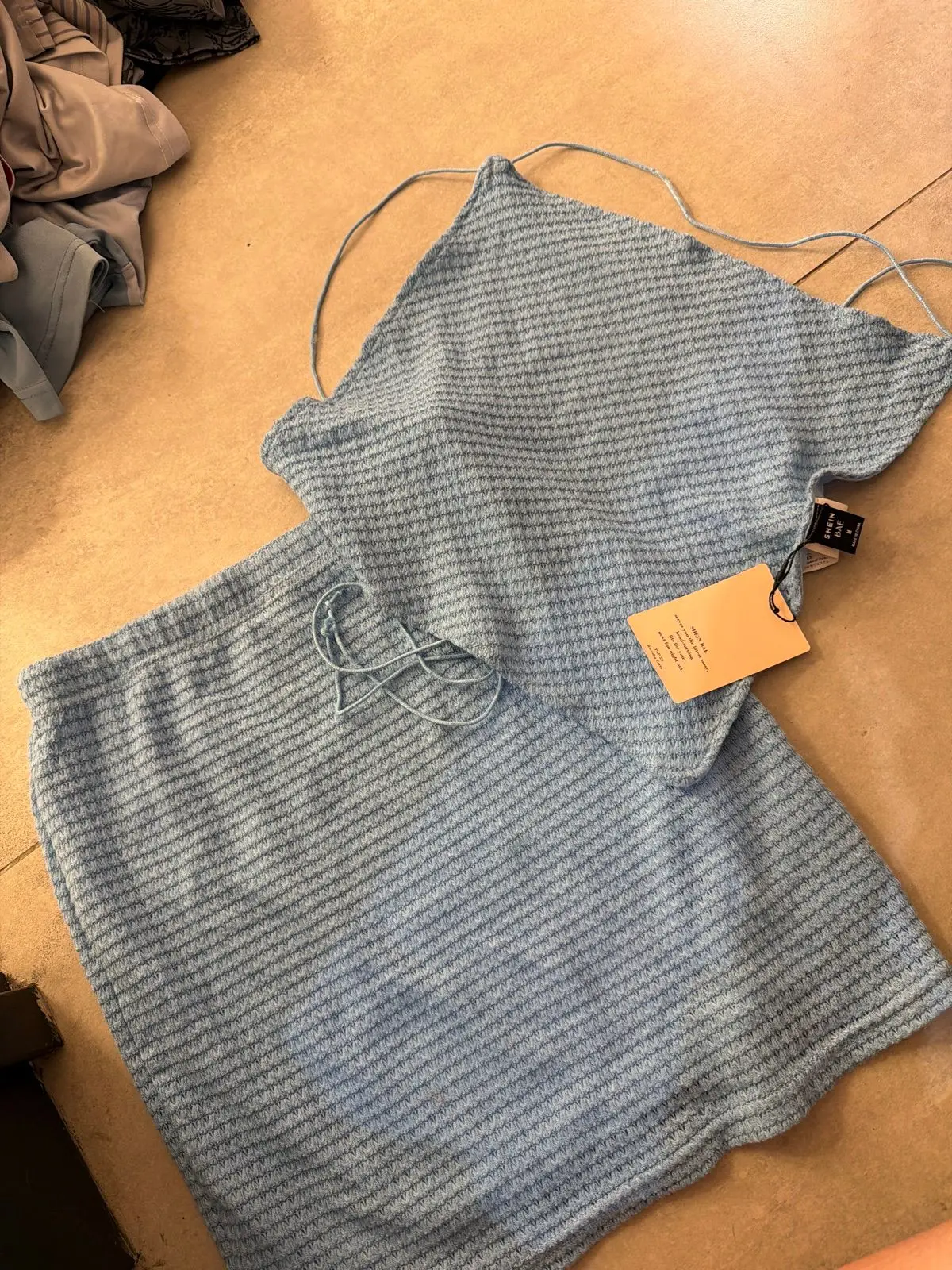 Shein Blue Textured Two-Piece Set