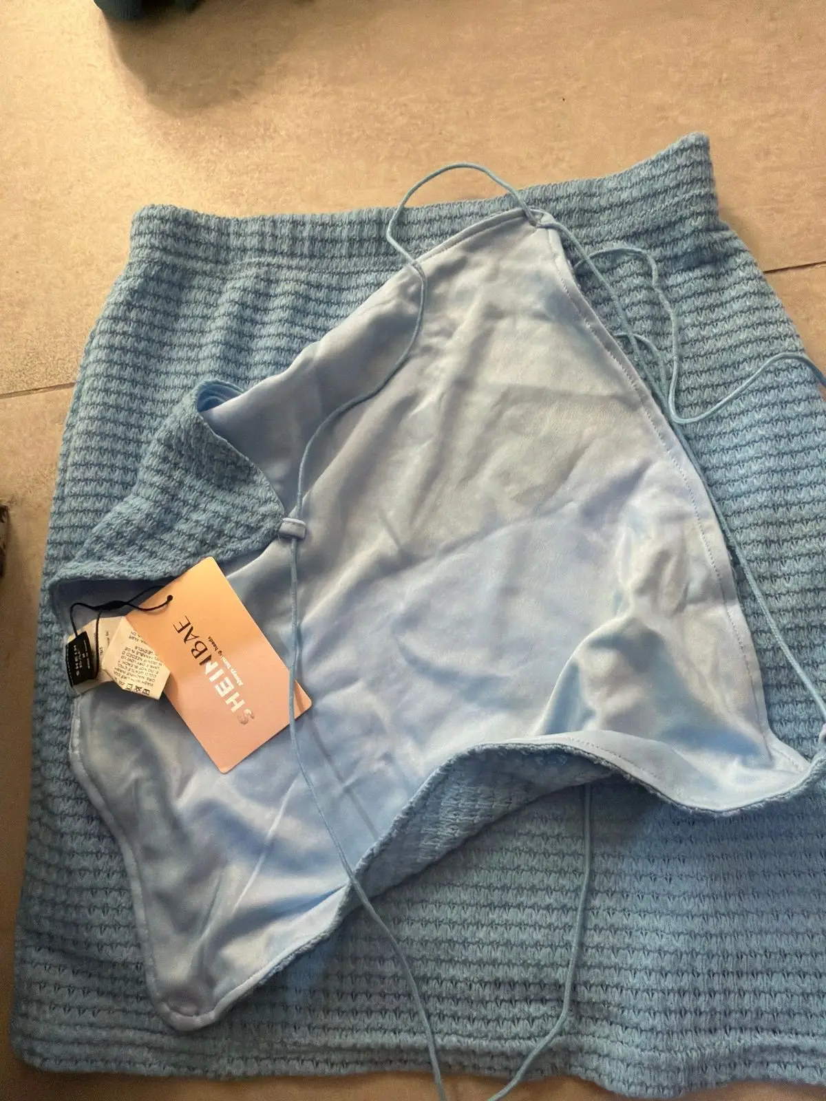 Shein Blue Textured Two-Piece Set