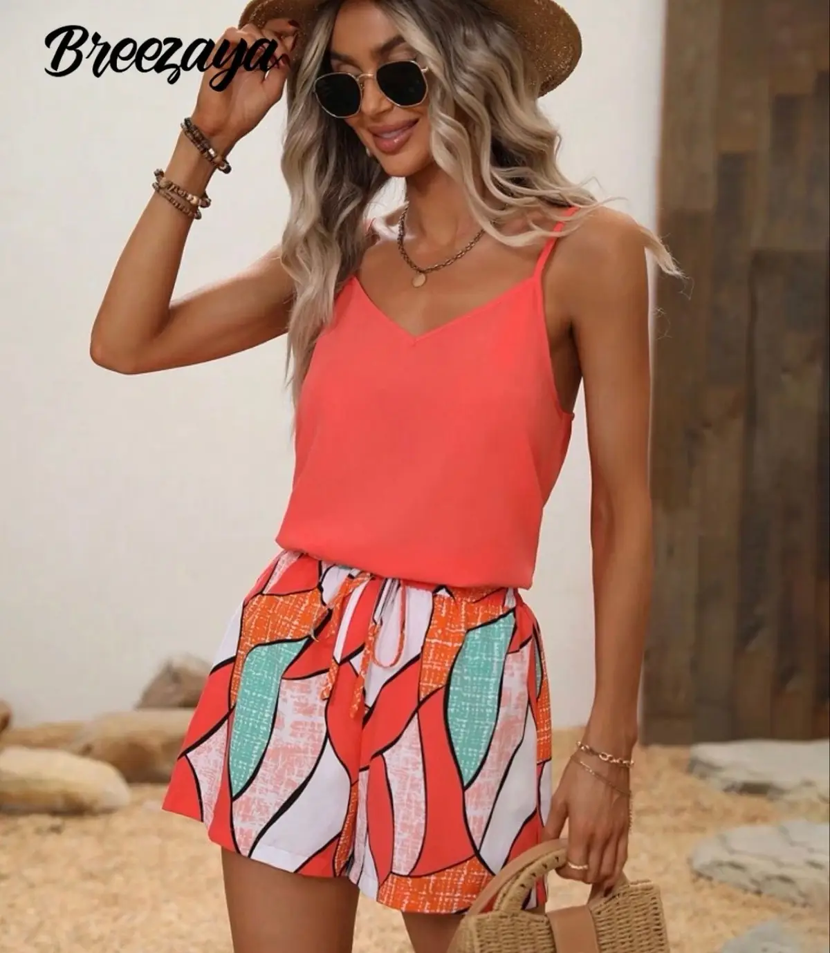 Shein Orange V-Neck Camisole Top
