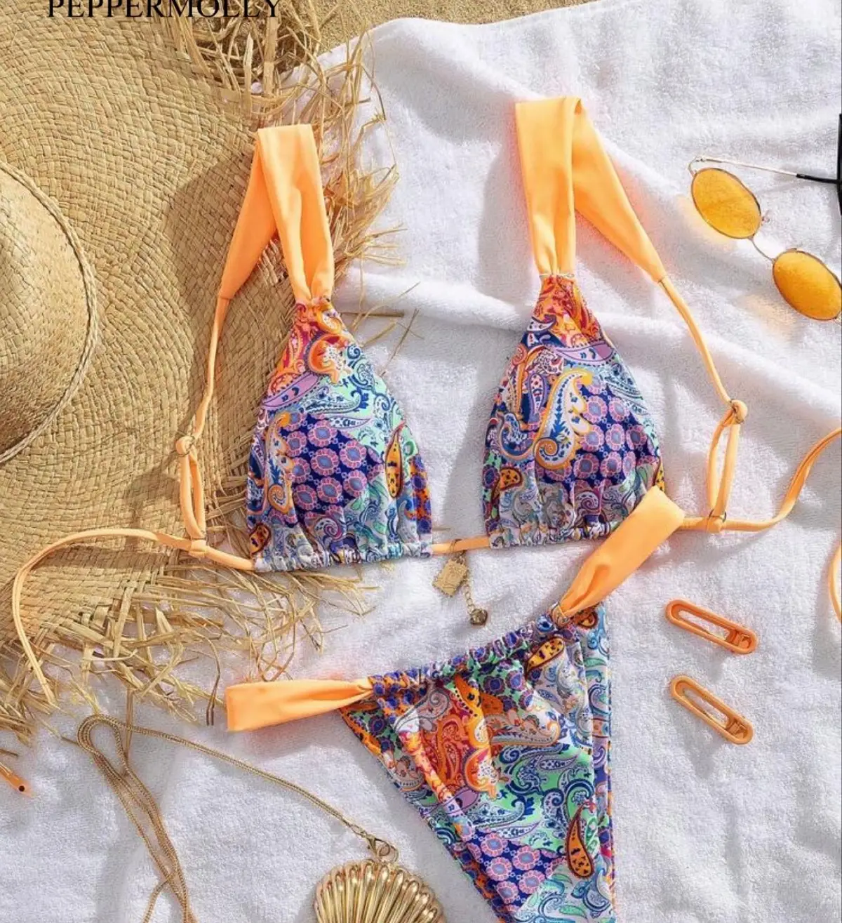 Shein Paisley Print Bikini Set
