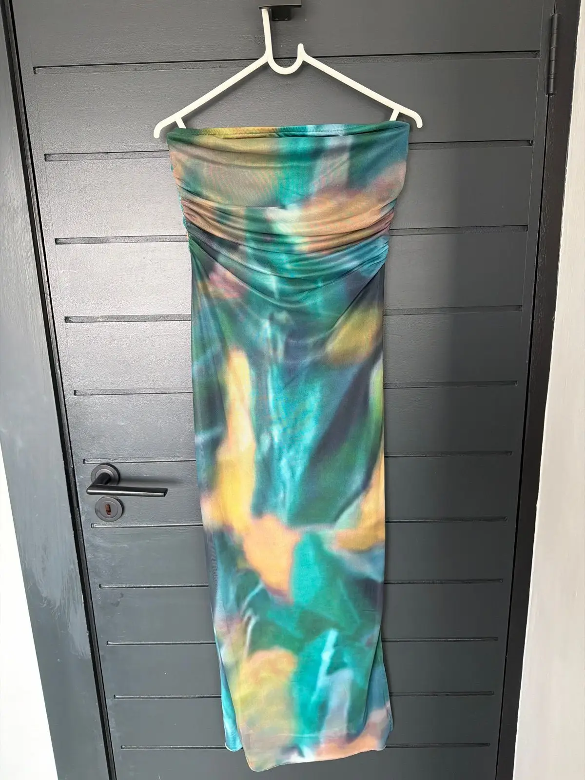 Shein Strapless Abstract Print Midi Dress