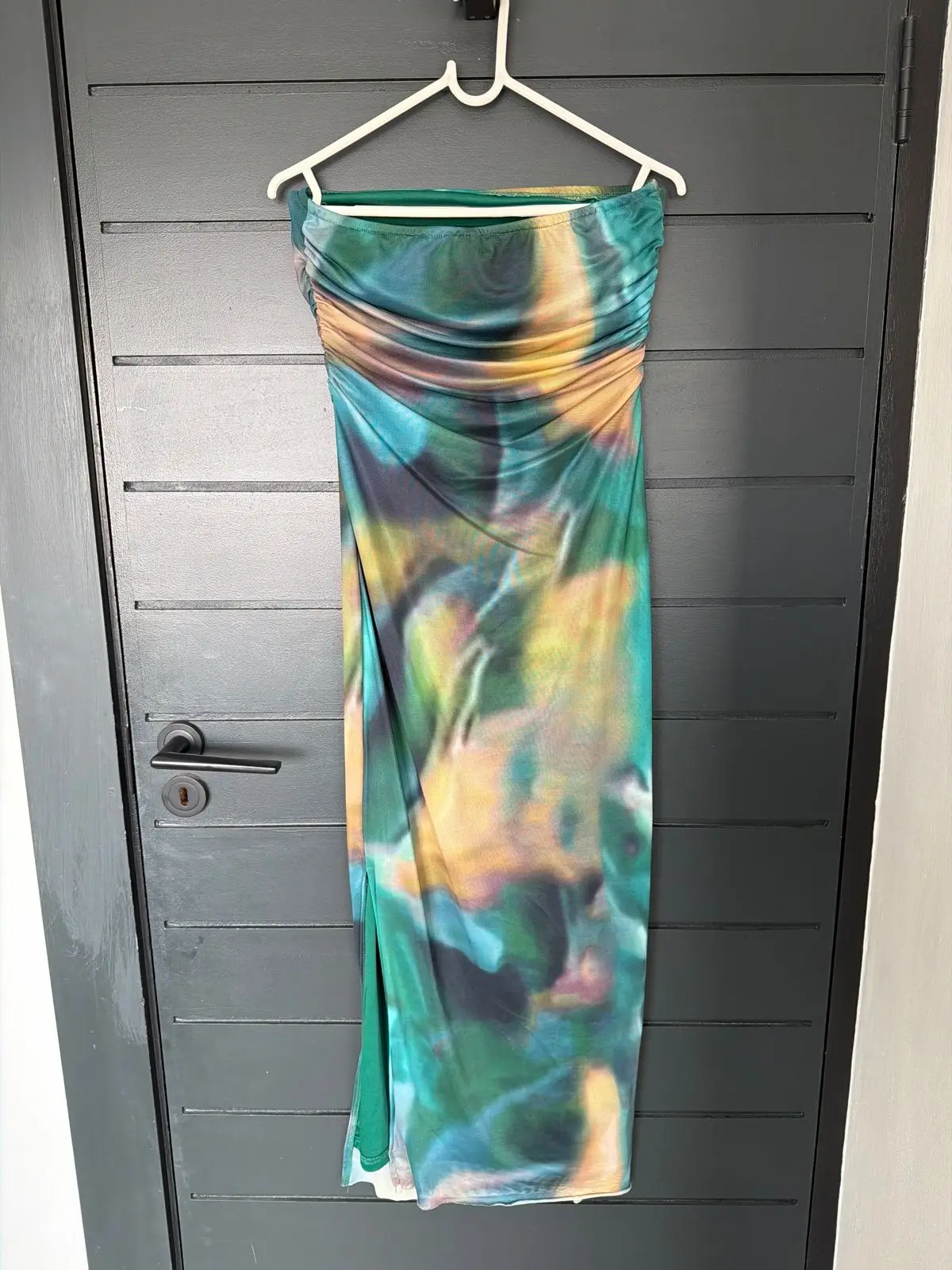 Shein Strapless Abstract Print Midi Dress